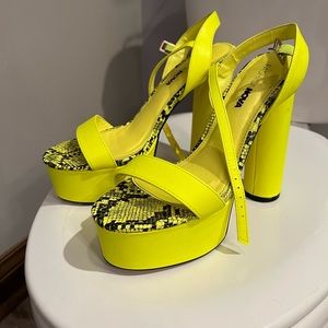 Neon Yellow Snakeskin Heels